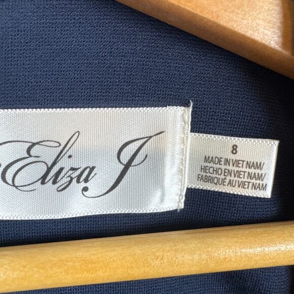 Eliza J Double Pocket Shift Dress Tailored Seams Stretch Navy Blue Size 8 NWOT - Picture 6 of 8